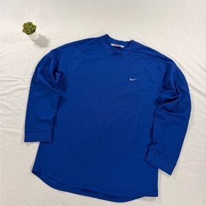 Vintage Nike Long Sleeve Crewneck T Shirt Size M Blue Athletic Performance